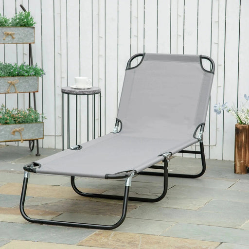 Slate Grey Folding Sun Lounger - Adjustable & Portable - Outsunny - Green4Life