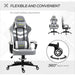 Vinsetto PVC Leather Gaming Desk Chair with Lumbar Support and Headrest - Grey/White - Green4Life