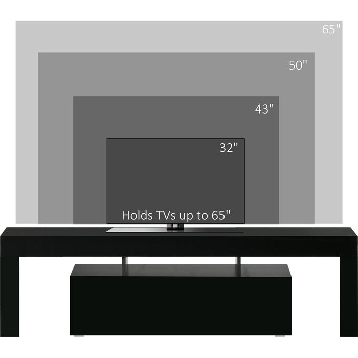High Gloss Futuristic TV Stand with LED Lights 160W x 35D x 45H cm - Black - Green4Life