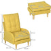 Upholstered Button Tufted Accent Armchair & Footstool Set with Wooden Legs and Side Pockets - Yellow - Green4Life