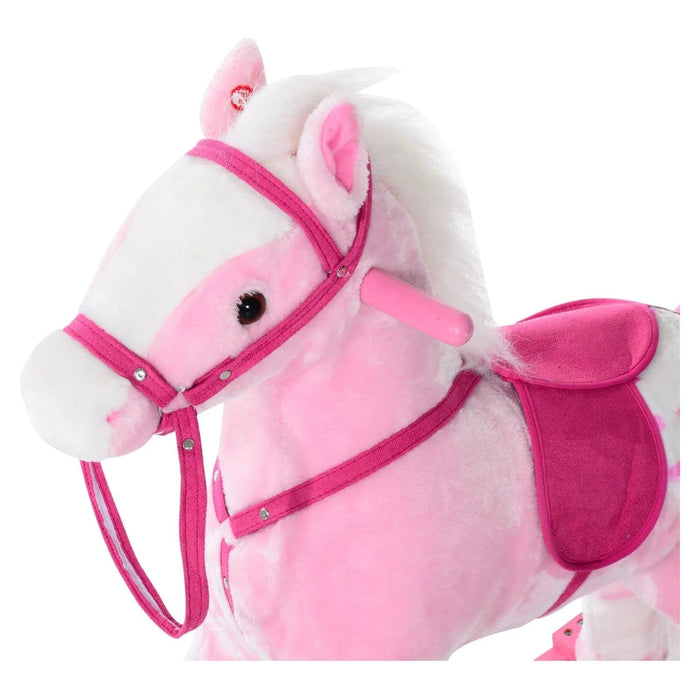 Childrens Plush Rocking Horse with Sound - Pink - Green4Life