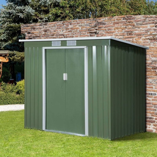 Outsunny 213L x 130W x 173H cm Storage Shed with Foundation, Ventilation Windows & Sloped Roof - Green - Green4Life