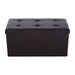 Folding Faux Leather Storage Ottoman Bench - Brown - Green4Life
