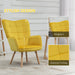 HOMCOM Accent Armchair Velvet-Touch & Wingback with Wood Legs - Yellow - Green4Life