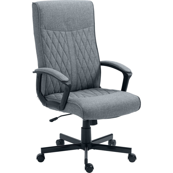 Vinsetto High-Back Office Chair, Linen Upholstery with Adjustable Height and Tilt Function - Grey - Green4Life