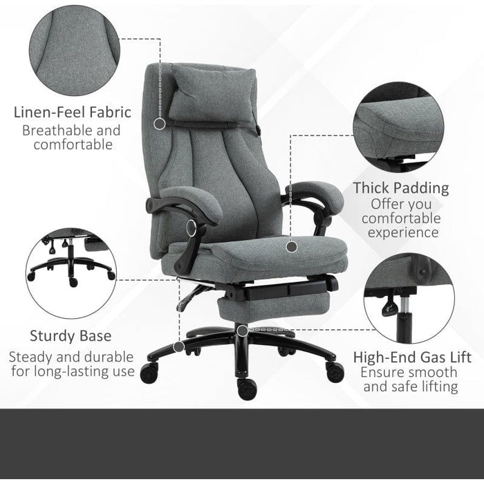 Vinsetto Office Chair with 2-Point Massage Function - Grey - Green4Life