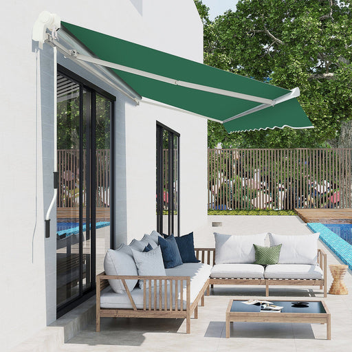 4x3m Green Canopy Deluxe Manual Retractable Awning - Outsunny - Green4Life