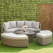 6-Seater Outdoor PE Rattan Lounge Set Round Daybed and Liftable Coffee Table - Grey - Outsunny - Green4Life