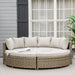 6-Seater Outdoor PE Rattan Lounge Set Round Daybed and Liftable Coffee Table - Grey - Outsunny - Green4Life