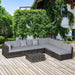 6 Seater Rattan Garden Furniture Sofa Set with Coffee Table, Cushions and Pillows - Mixed Grey - Outsunny - Green4Life