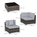 6 Seater Rattan Garden Furniture Sofa Set with Coffee Table, Cushions and Pillows - Mixed Grey - Outsunny - Green4Life