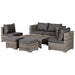 6-Seater Rattan Sofa & Coffee Table Set with Cushions - Grey - Outsunny - Green4Life