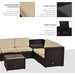 6-Seater Rattan Sofa Furniture Set with Cushions - Brown - Outsunny - Green4Life