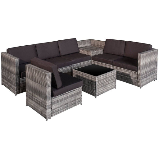 6-Seater Rattan Sofa Furniture Set with Cushions - Grey - Outsunny - Green4Life