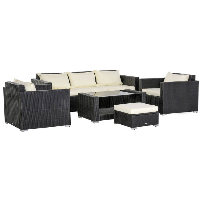 6-Seater Rattan Sofa Set - Dark Grey - Outsunny - Green4Life