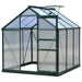 6 x 6 ft Walk-In Polycarbonate Greenhouse with Sliding Door, Galvanised Base & Aluminium Frame - Dark Green - Outsunny - Green4Life