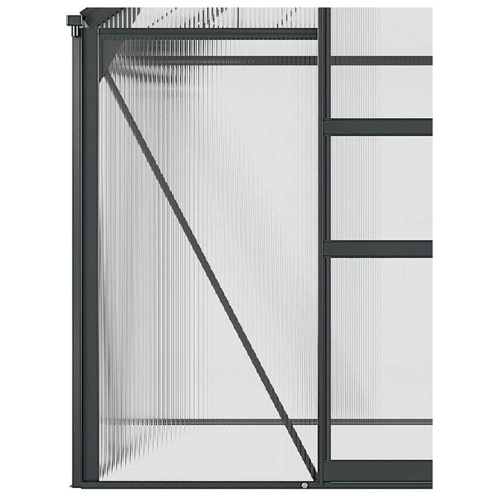 6 x 6 ft Walk-In Polycarbonate Greenhouse with Sliding Door, Galvanised Base & Aluminium Frame - Grey - Outsunny - Green4Life