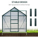 8 x 6 ft Walk-In Polycarbonate Greenhouse with Sliding Door, Galvanised Base & Aluminium Frame - Dark Green - Outsunny - Green4Life