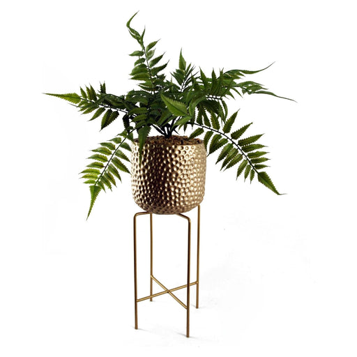 60cm Artificial Fern Plant with Metal Stand & Planter - Green4Life