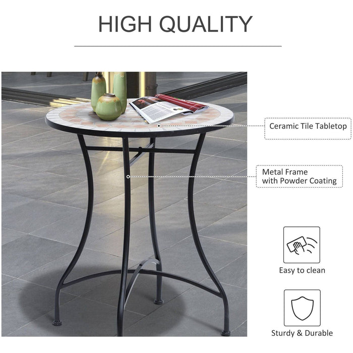 60cm Mosaic Round Bistro Table - Outsunny - Green4Life