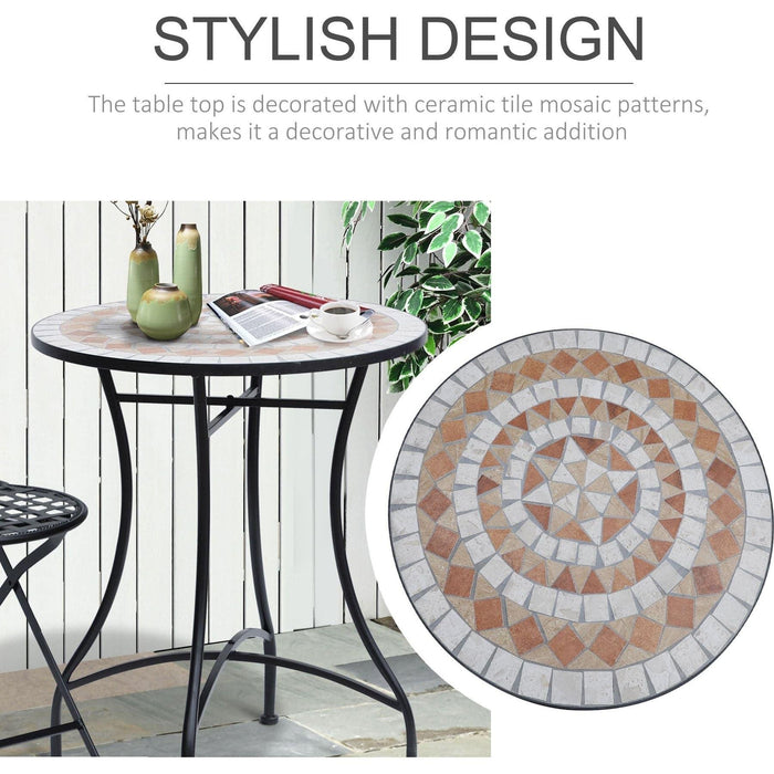 60cm Mosaic Round Bistro Table - Outsunny - Green4Life