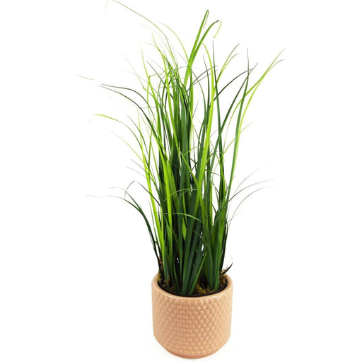 60cm Onion Grass Artificial Plant With Peach Dusty Pink Ceramic Planter - Green4Life