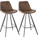 Set of 2 Vintage Style Bar Stools with Microfibre Fabric Upholstery & Padded Seats - Brown - Green4Life