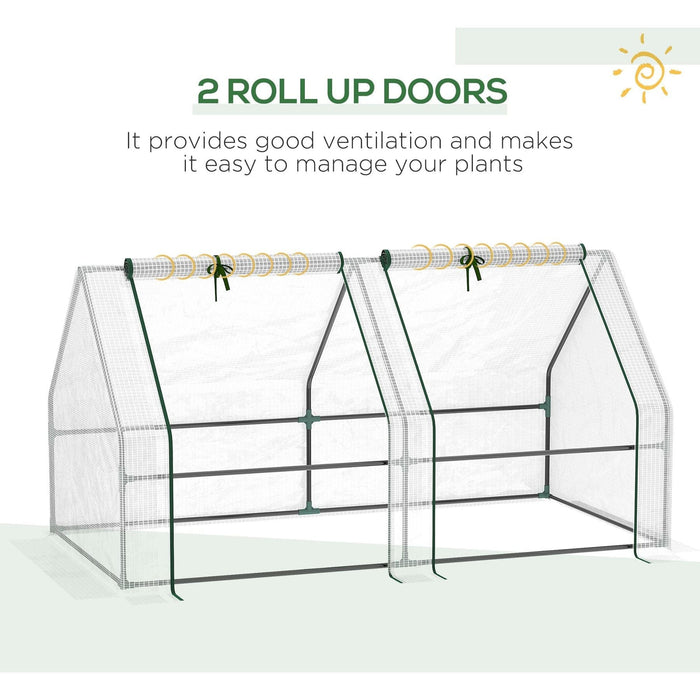 Outsunny 180L x 90W x 90Hcm Small Poly Tunnel Greenhouse with Steel Frame - White - Green4Life