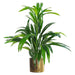 65cm Artificial Large Leaf Bamboo Shrub Plant with Gold Metal Planter - Green4Life