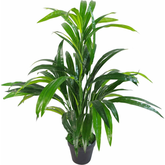 65cm Bamboo Artificial Leaf Shrub with Brushed Copper Planter - Green4Life