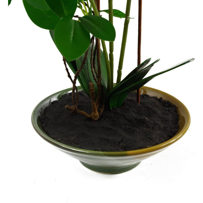 65cm Light Pink Artificial Orchid in Glazed Planter - Green4Life