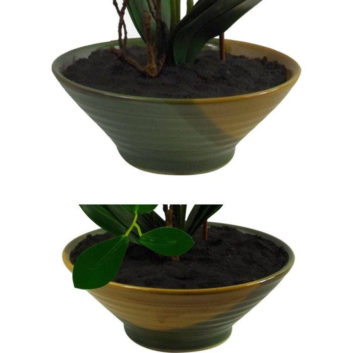 65cm Light Pink Artificial Orchid in Glazed Planter - Green4Life