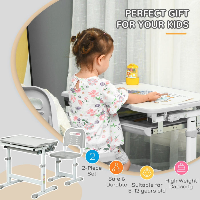 Grey Adjustable Study Suite - Kids Ergonomic Desk Set - Green4Life