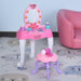 Kids Plastic Vanity Table Set with Sound Effects - Pink/White - Green4Life