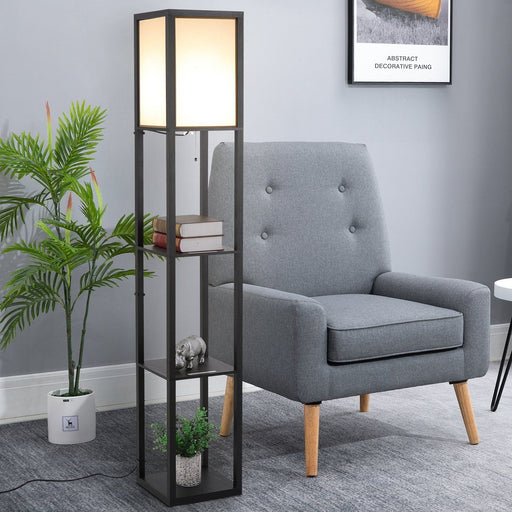 Floor Lamp with 3-Tier Shelves - Black - Green4Life