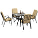 Contemporary 4-Seater Garden Dining Set with Tempered Glass Table and Cushioned Chairs - Beige - Outsunny - Green4Life