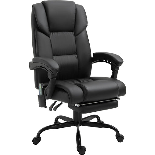 Vinsetto 6-Point PU Leather Massage Office Chair with Footrest - Black - Green4Life