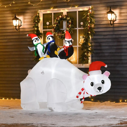 5ft Inflatable Polar Bear with Three Penguins - Green4Life