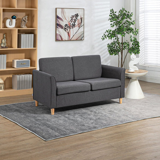 Dark Grey Contemporary Compact Sofa with Sleek Wood Legs - Green4Life