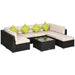 7-Seater Rattan Sofa Set with Glass Top Table - Brown - Outsunny - Green4Life