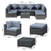 7-Seater Rattan Sofa Set with Table - Grey - Outsunny - Green4Life