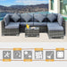 7-Seater Rattan Sofa Set with Table - Grey - Outsunny - Green4Life