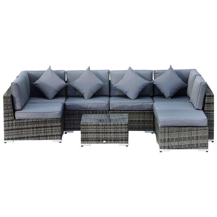 7-Seater Rattan Sofa Set with Table - Grey - Outsunny - Green4Life