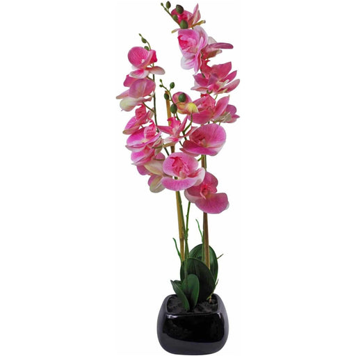 70cm Light Pink Artificial Orchid with Black Ceramic Planter - Green4Life