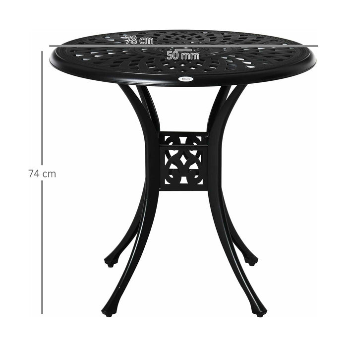 78cm Round Garden Bistro Table - Black - Outsunny (Table Only) - Green4Life