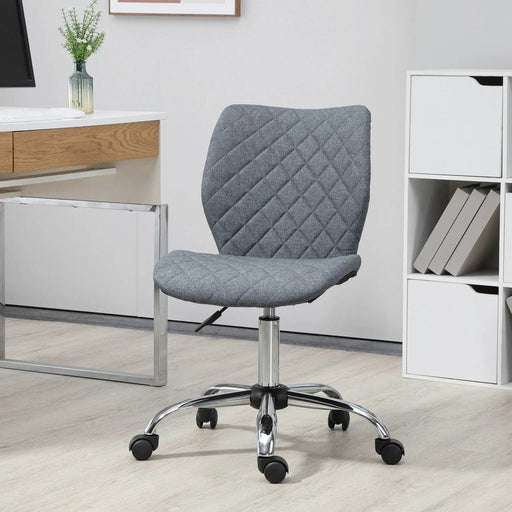 Vinsetto Mid Back Swivel Chair with Linen Fabric and Adjustable Height - Grey - Green4Life