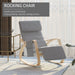 Wooden Rocking Lounge Chair with Adjustable Footrest & Pocket - Grey - Green4Life