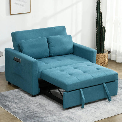 Sapphire Serenity Loveseat Sofa Bed with Dual Cushions and Storage Pockets - Green4Life