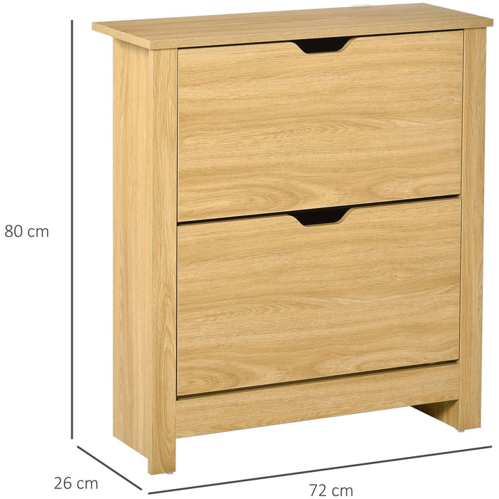 Shoe Storage Cabinet with 2 Flip Drawers and Adjustable Shelves - Natural - Green4Life