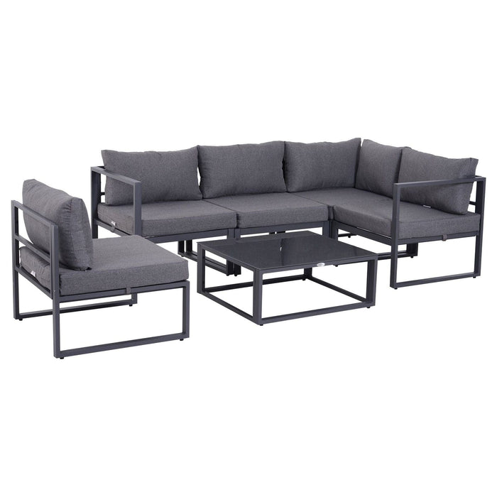 Deluxe 6-Piece Cushioned Aluminum Lounge Set - Outsunny - Green4Life